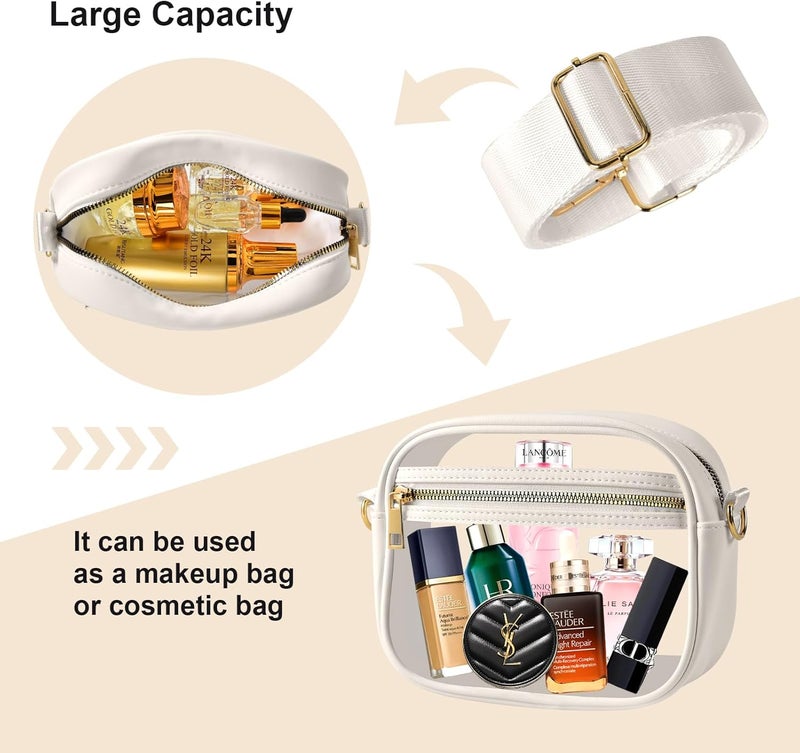 Fibrdoo Clear Bag Stadium Approved, Leather Clear Crossbody Purse Bag for Concerts Sports Events Festivals - Image 4
